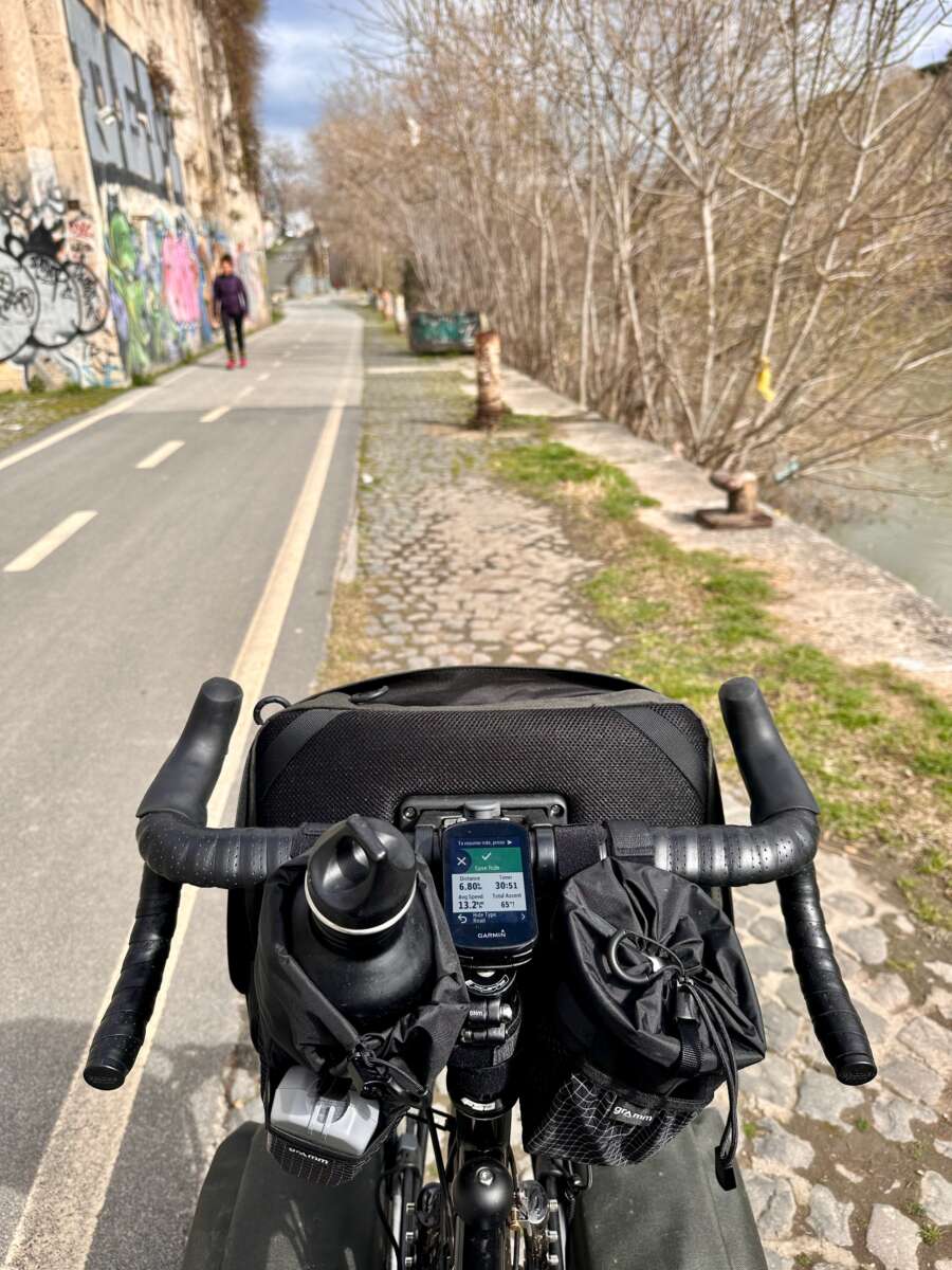EuroVelo 5 - bike path along the Tiber in Rome