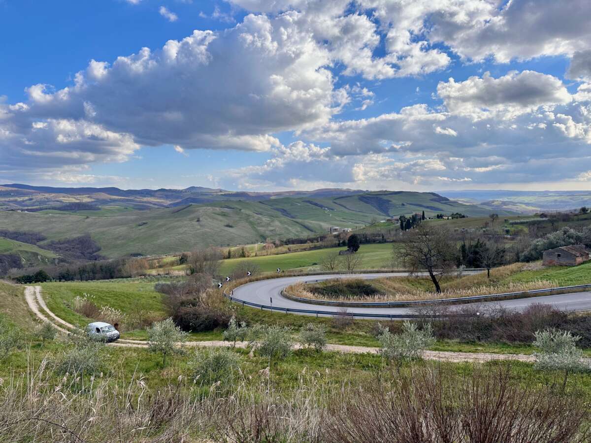Eurovelo 5 - view on Tuscan hills close to Ponte a Rigo