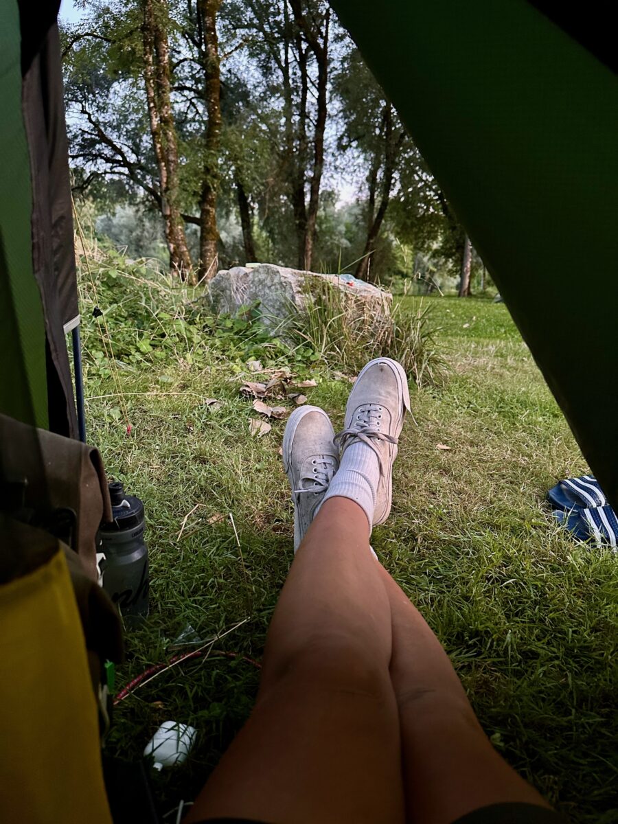 Great view from the tent on the campsite in Ranchot