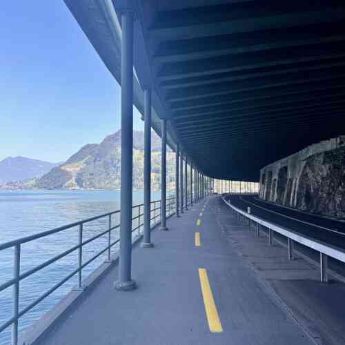 Eurovelo 5 - bike path along the Lake Lucerne