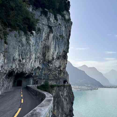 Dramatic bike path near Fluelen