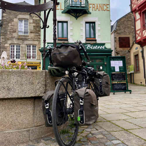 EuroVelo 1 - my Surly Disc Trucker parked in Josselin, Bretagne