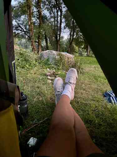 Great view from the tent on the campsite in Ranchot
