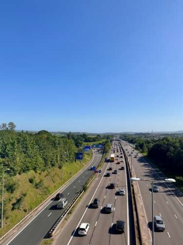 Land's End to John o'Groats - crossing a highway bridge