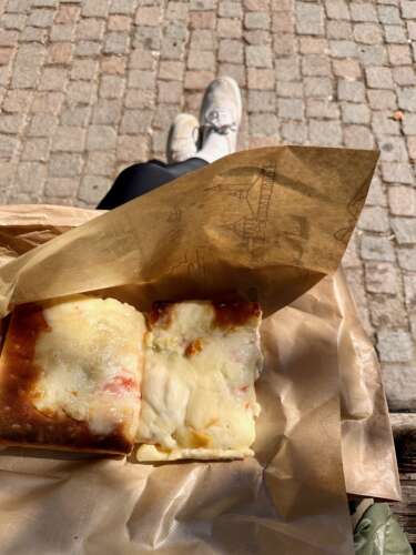 EuroVelo 5 - well deserved lunch. Pizza!