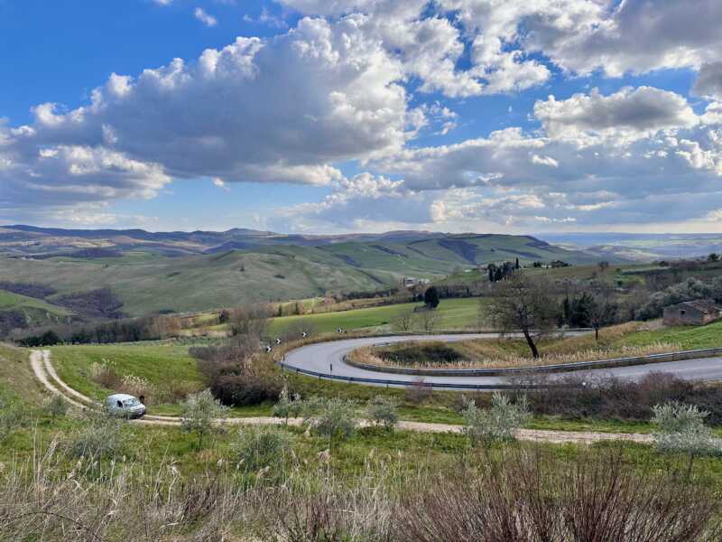 Eurovelo 5 - view on Tuscan hills close to Ponte a Rigo