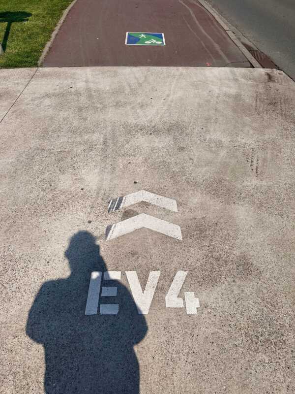 Eurovelo 4 - cycle route signs on the streets of Boulogne-Sur-Mer