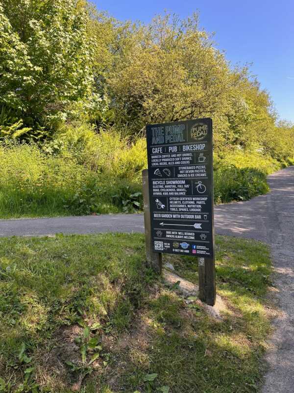 Land's End to John o'Groats - sign for the Pump and Pedal on the edge of Dartmoor