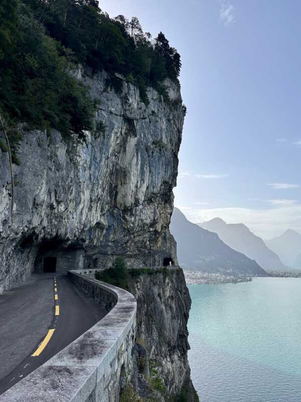 Dramatic bike path near Fluelen