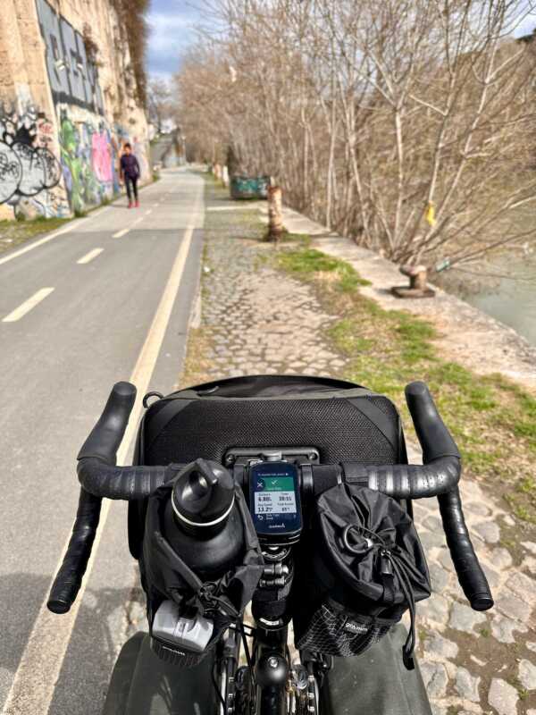 EuroVelo 5 - bike path along the Tiber in Rome