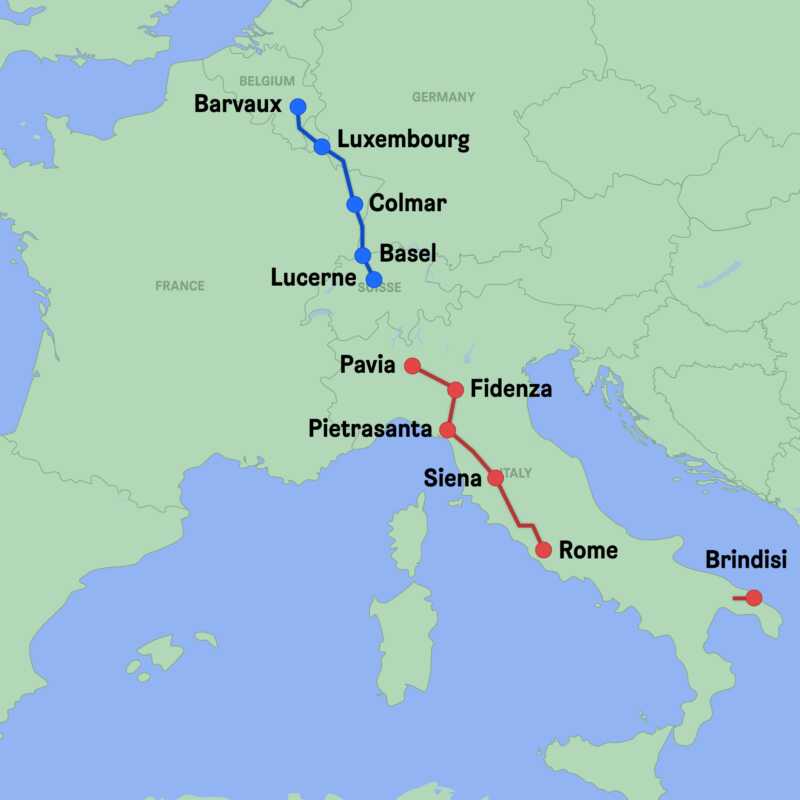 Map of my time on the Eurovelo 5